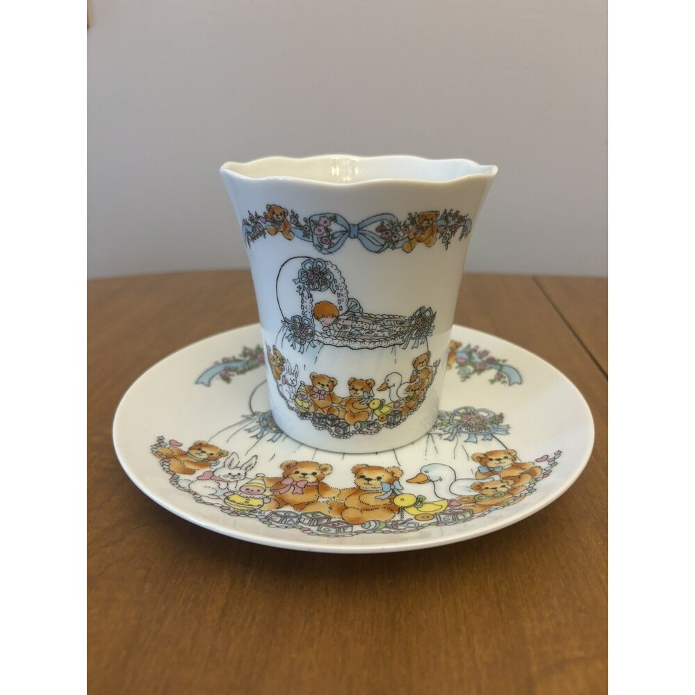 VTG 1981 Enesco Lucy and Me Baby & Teddy Bears Cup And Plate